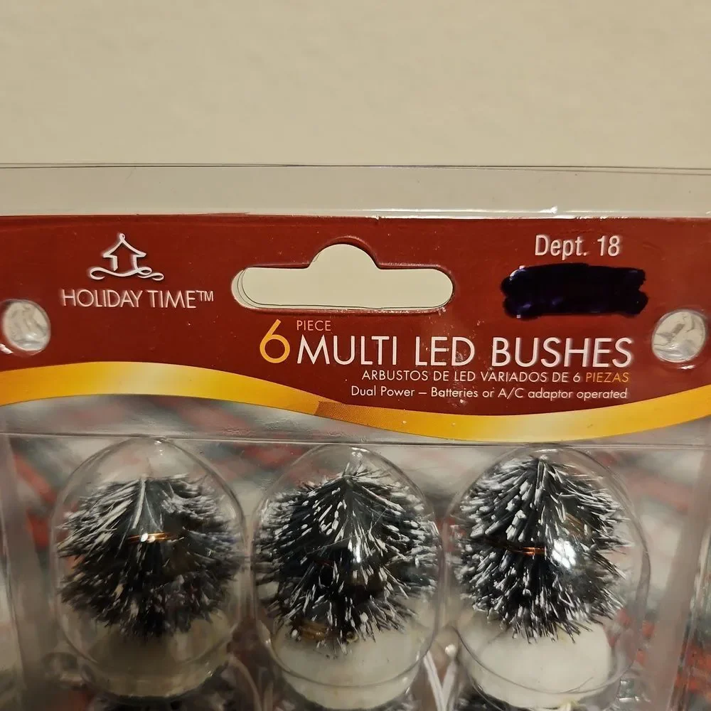 Holiday Time Festive Battery Operated LED Bushes Mini Village Accessory